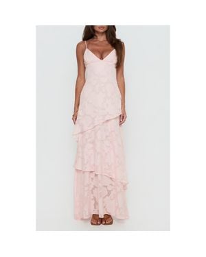 Princess Polly Lyricah Floral Burnout Tiered Gown - Pink