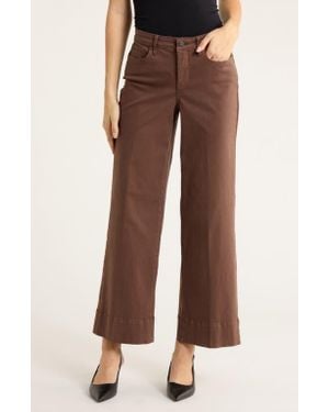 NYDJ Teresa High Waist Wide Leg Ankle Jeans - Brown