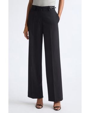 Helmut Lang Belted Wool Gabardine Pants - Black