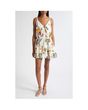 CAMILLA Print Cotton & Silk Sundress - White