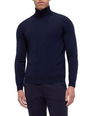 Bugatchi Sawyer Merino Wool Turtleneck Sweater - Blue