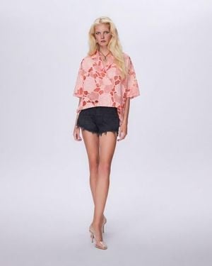 Theo the Label Ourania Oversized Draped Shirt - Pink