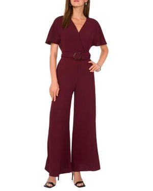 Vince Camuto Open Back Wide Leg Belted Jumpsuit - Red