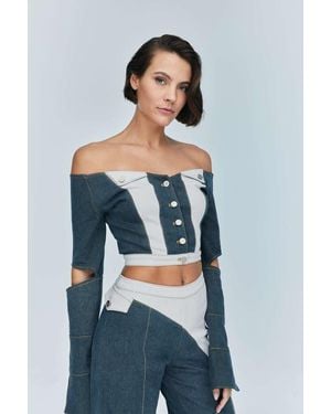 Jendue Monte Off Shoulder Top - Blue