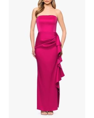 Betsy & Adam Stretch Mikado Column Gown - Pink