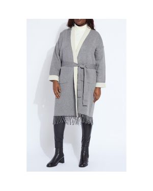 Lyssé Juliette Fringed Sweater Coat - Gray