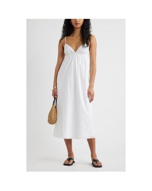 Open Edit Cotton Eyelet Midi Dress - White