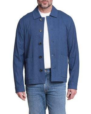Bagatelle Relaxed Fit Linen & Cotton Work Jacket - Blue