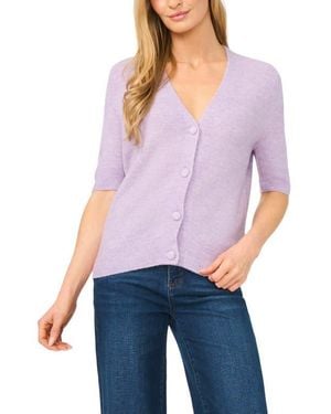 Halogen® Elbow Sleeve Cardigan - Purple