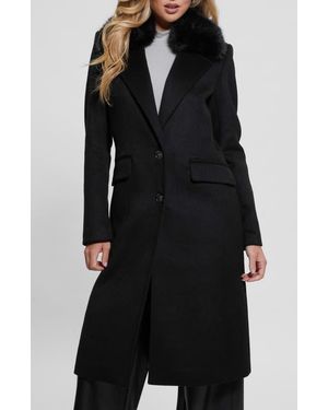 Guess Nancy Coat With Removable Faux Fur Collar - Black