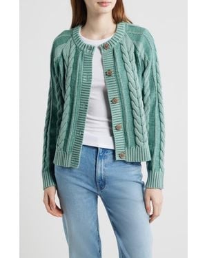 Pendleton Cable Cotton Cardigan - Green