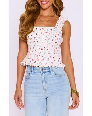 Vici Collection Cherry Ruffle Crop Tank - Blue