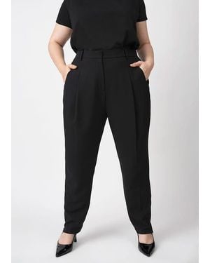 See Rose Go Stretch Crepe Pleated Plus Size Trouser - Black