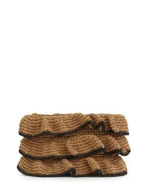 Reiss Raya Woven Clutch - Brown