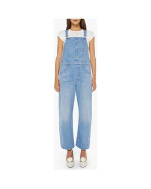 Mother The Half-Pipe Ankle Barrel Leg Denim Overalls - Blue