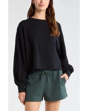 Zella Go Easy French Terry Crewneck Sweatshirt - Black