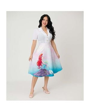 Unique Vintage Retro Style High Waist Vivien Swing Skirt - Blue