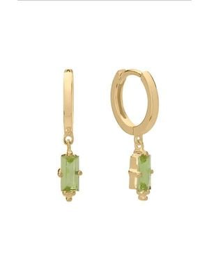 Murkani Huggies With Hanging Peridot Baguette - White