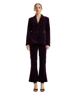 Cynthia Rowley Velveteen Fitted Blazer - Blue