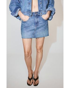 Mango Rica Raw Hem Denim Miniskirt - Blue