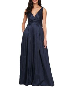 Alex Evenings Sleeveless Stretch Taffeta Gown - Blue
