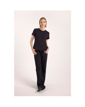 Brodie Cashmere Boxy Cotton Crew Neck T-Shirt - Blue