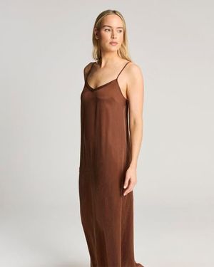 Nudea Eco-Luxe Maxi Slip Dress - Brown