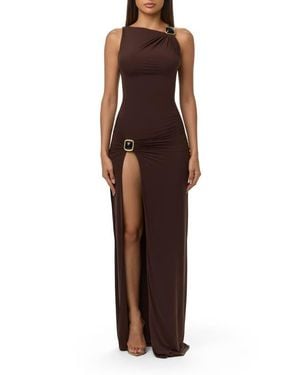 Naked Wardrobe High Slit Maxi Dress - Brown