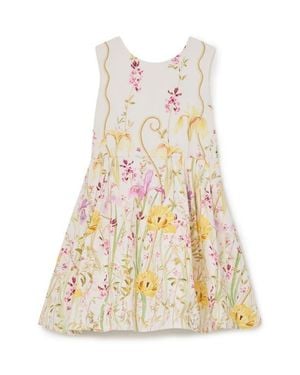 Reiss Fern Floral-Print Cotton Dress - White