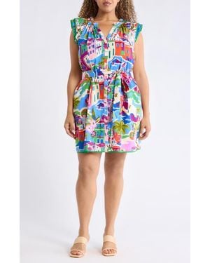 Sugarlips Rumi Town Print Minidress - Blue