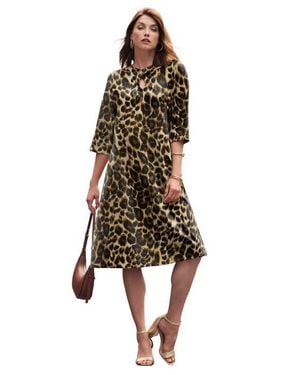 Jessica London Keyhole A Line T Shirt Dress - Multicolor
