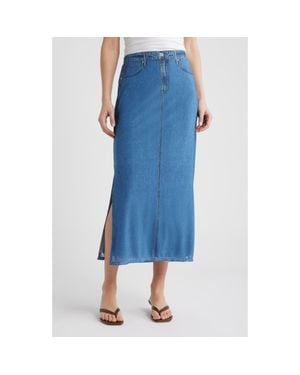City Blues Denim Mesh Maxi Skirt - Blue