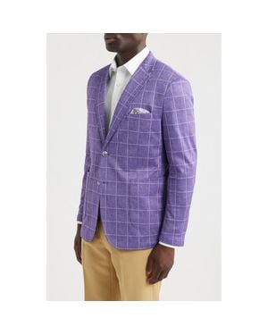 Johnston & Murphy Game Day Xc Flex Pinnacle Windowpane Check Knit Sport Coat - Purple