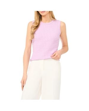 Halogen® Cable Stitch Cotton Sweater Tank - Pink
