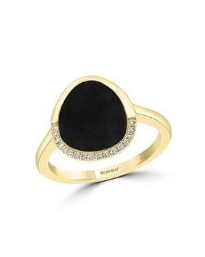 Effy 14K Modern Onyx Diamond Ring - Black