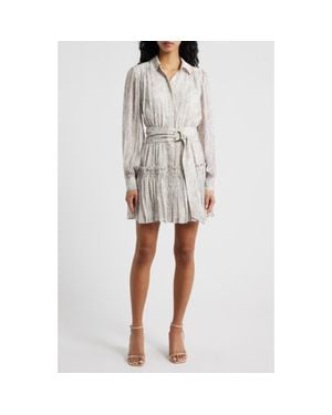 En Saison Josette Floral Long Sleeve Chiffon Minidress - White