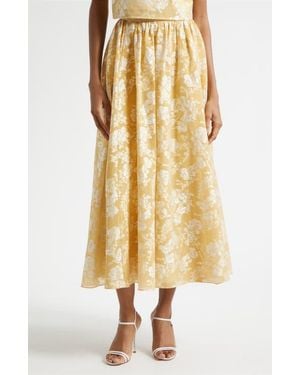 Cinq À Sept Ruth Floral Jacquard Skirt - Yellow