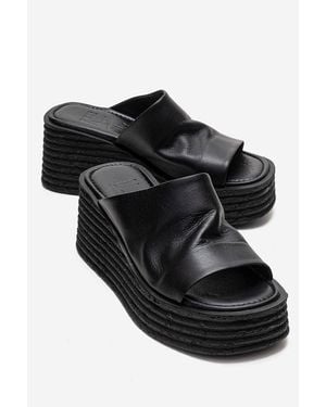 Forever & Always Shoes Marc Leather Wedge Sandal - Black