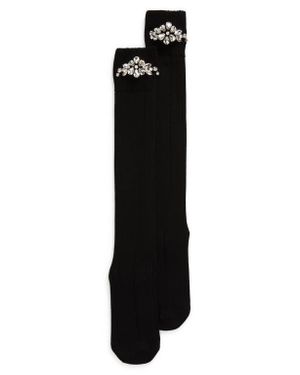 Simone Rocha Crystal Embellished Cotton Blend Knee High Socks - Black