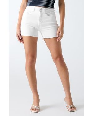 Guess Shape Up Denim Shorts - White