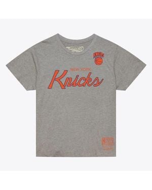 Mitchell & Ness New York Knicks Vintage Wordmark Boxy T-Shirt - Gray