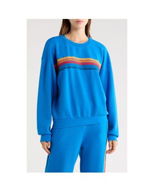 Aviator Nation 5-Stripe Crewneck Sweatshirt - Blue