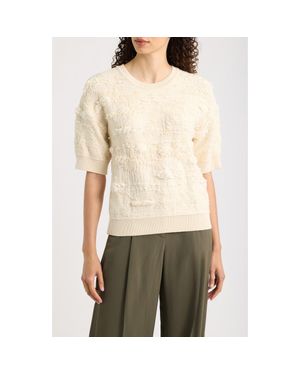 BOSS Fepo Texture Short Sleeve Sweater - Natural