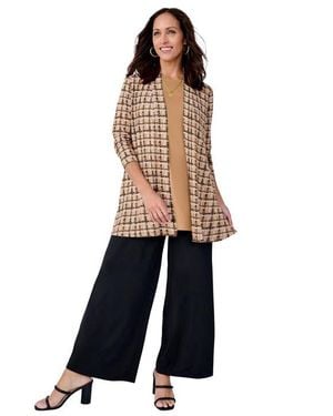Jessica London Stretch Knit Open Front Knit Topper - Multicolor