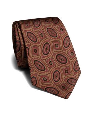 Jack Victor Copps Geometric Silk Tie - Brown