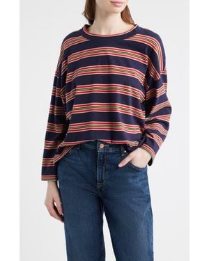 The Great Field Stripe Relaxed Fit Cotton T-Shirt - Blue