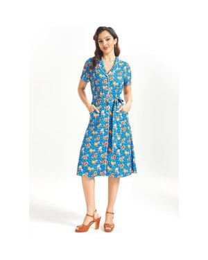 ModCloth Going Out And About Shirt Dress - Blue