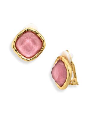 Karine Sultan Bezel Clip-On Earrings - Pink