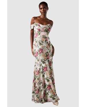 Coast Floral Bardot Maxi Dress - Natural