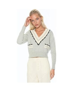 Alexia Admor Arden Deep V Contrast Trim Cardigan - Gray